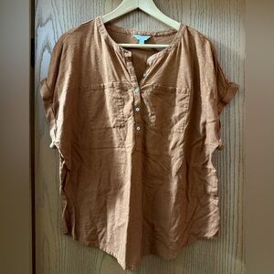 Lucky Brand Brown Women’s Button-Up Blouse, 100% Cotton, Great Condition